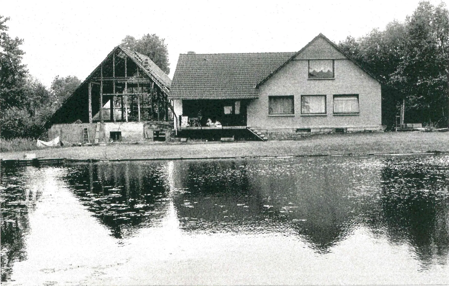 The re-dug pond in front of the new house